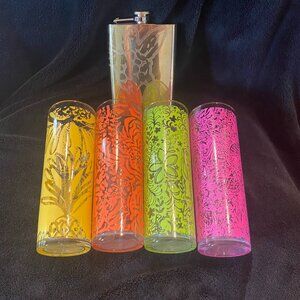Lilly Pulitzer High Ball Glasses and Flask